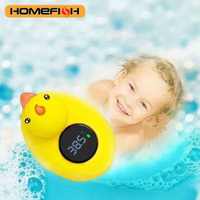 HOMEFISH Little Yellow Duck Baby Bath Thermometer Waterproof Floating Temperature Sensor Safe Shower Water Indicator for Babies