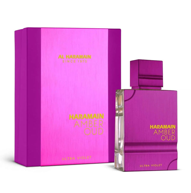 Al Haramain Amber Oud Ultra Violet envase frontal del perfume