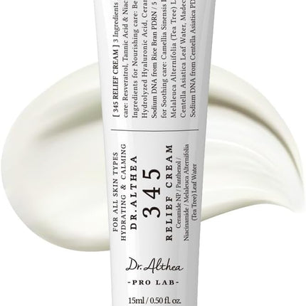 Dr Althea 345 Relief Cream envase mini 15 ml vista frontal sobre fondo neutro