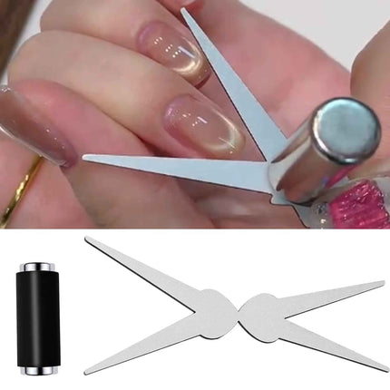 Double-Head French Nail Art Magnet Set Cat Eye Magnetic Rod Combination Nail Art DIY V-Shaped Effect Gel Nail Polish Magnet