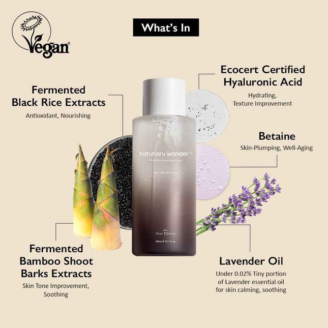 Wonder Black Rice Hyaluronic Toner, 300 Ml, Olor Lavanda