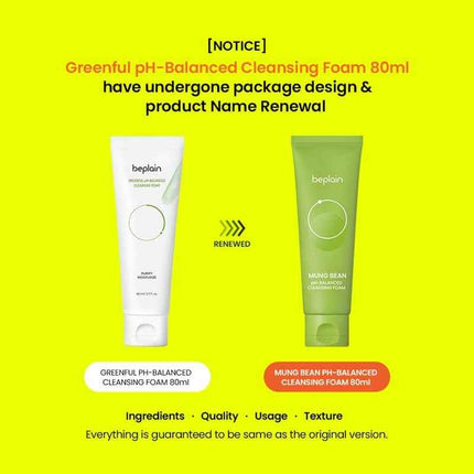 [Beplain] Greenful Ph-Balanced Cleansing Foam (Espuma Limpiadora Con Ph Equilibrado De Greenful) 80Ml
