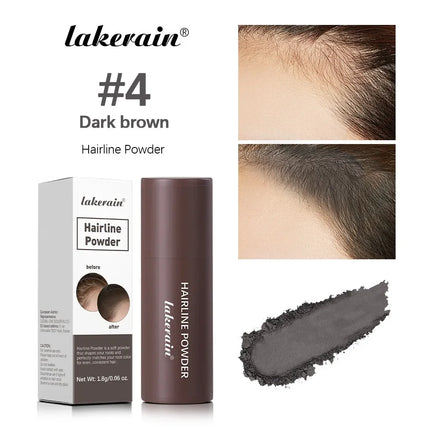 Polvo Corrector de Nacimiento de Cabello tamaño de bolsillo comparado con la mano