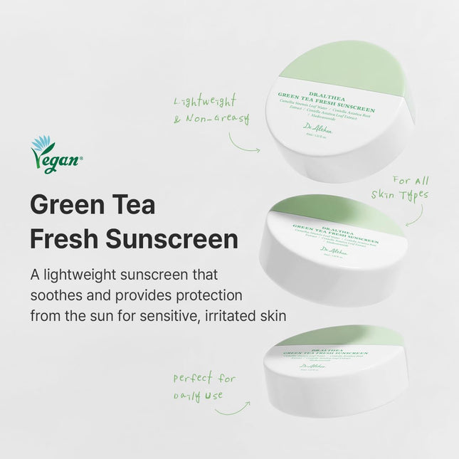 Dr Althea Green Tea Fresh Sunscreen textura de la crema en la mano