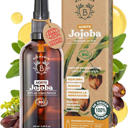 Aceite de Jojoba BIO Bionoble envase frontal del frasco