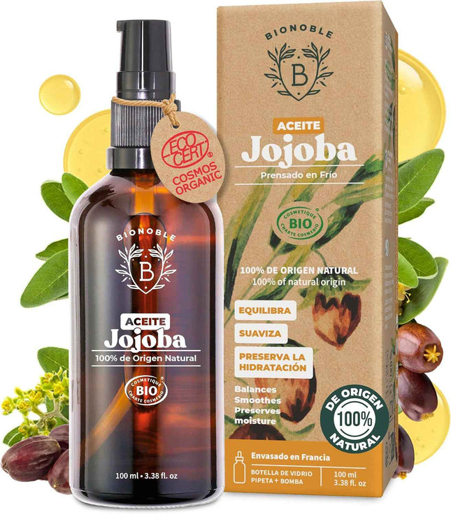 Aceite de Jojoba BIO Bionoble envase frontal del frasco