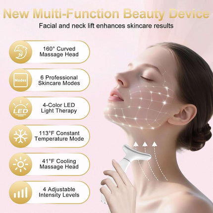 Masajeador Facial LED Antiarrugas con pantalla, modos LED y ajuste de temperatura