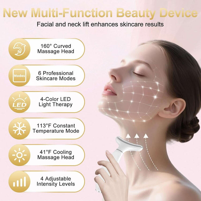 Masajeador Facial LED Antiarrugas con pantalla, modos LED y ajuste de temperatura