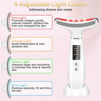 Masajeador Facial LED Antiarrugas con cuatro colores de luz LED