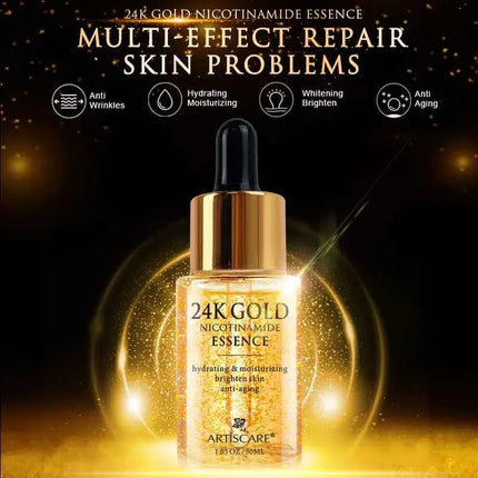24K Gold Serum Set 3Pcs Esencia Facial y Contorno