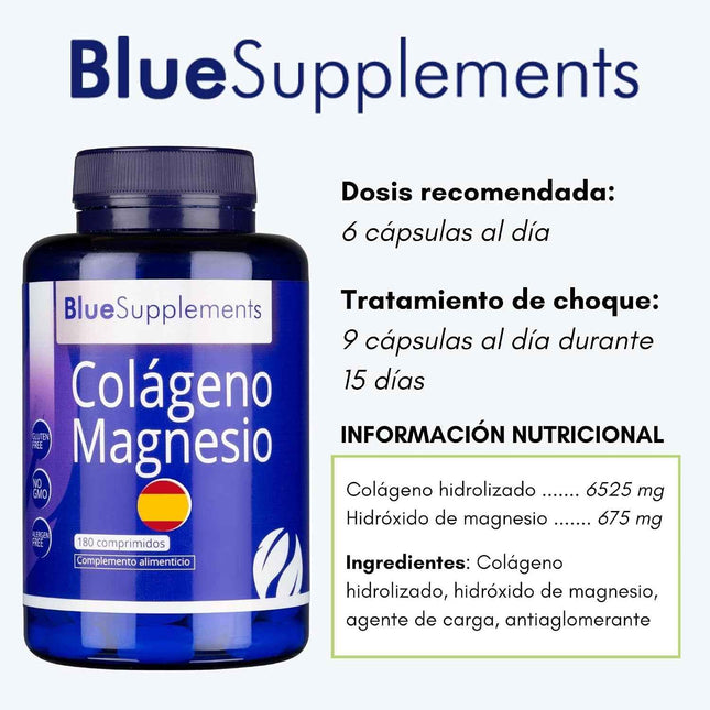 Colágeno Hidrolizado con Magnesio comprimidos visibles fuera del envase