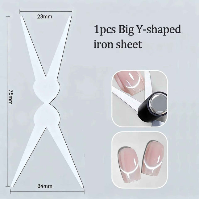 Double-Head French Nail Art Magnet Set Cat Eye Magnetic Rod Combination Nail Art DIY V-Shaped Effect Gel Nail Polish Magnet