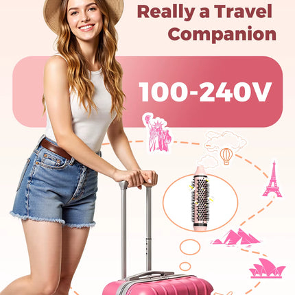 Dual Voltage Ionic Thermal Brush for Curling and Straightening 6 Temperature Settings & LED Digital Display Hot Air Styler