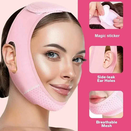 V Line Face Shaping Strap colocada en el rostro