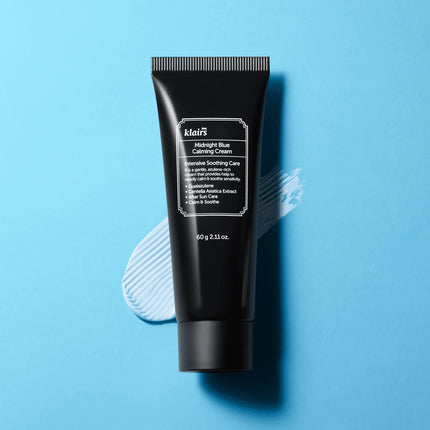Crema Calmante Azul Guaiazulena Klairs envase frontal del tubo de 60 ml.