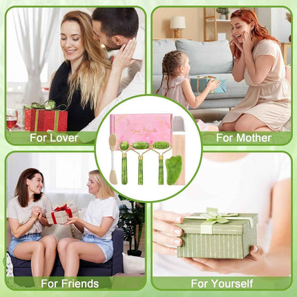 Set Gua Sha de Jade presentación completa del kit